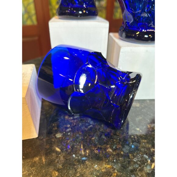 Viking Hazel Atlas Georgian Cobalt Blue Lowball Glasses - Picture 4 of 9